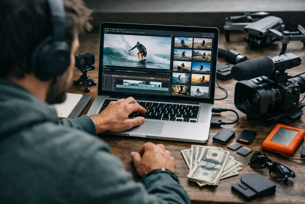 Vendre ses vidéos de sport : banques d’images, droits et ce que ça rapporte