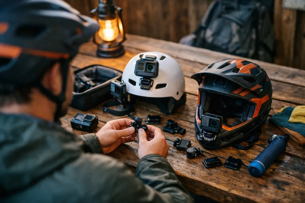 Fixation GoPro sur casque : latérale, frontale ou mentonnière ?